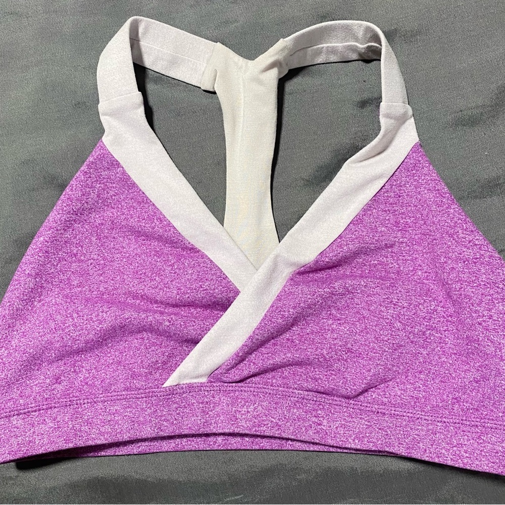 lululemon athletica Purple & Cream Cross-Front Sports Bra